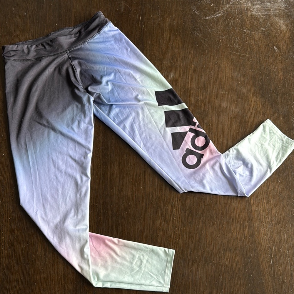 Adidas Black and Blue Leggings Athletic Bottoms